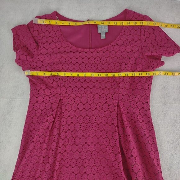 Rabbit Rabbit Rabbit Fuchsia (Off Red) Lace Dress Midi Length 3/4 Sleeve Size 16 - Picture 6 of 11